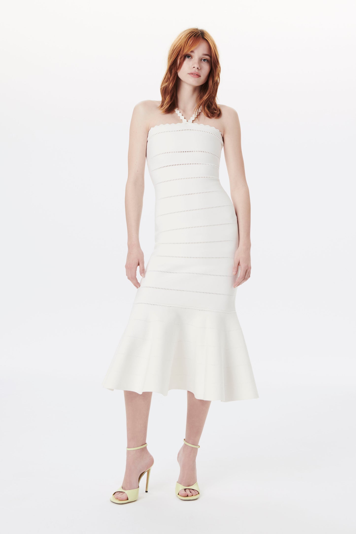 Calvin Klein White Sleeveless Fit Flare Illusion Mesh Inset Dress Size 2 |  eBay